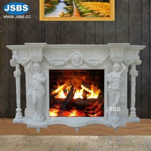 Popular White Marble Fireplace, JS-FP097
